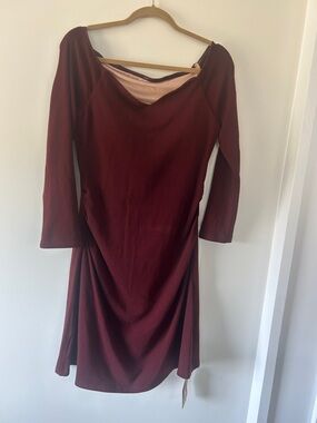 OGL Wine Red Long Sleeve Dress